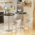 thumbnail image 2 of Homall Bistro Pub Table Round Bar Height Cocktail Table Metal Base MDF Top Obsidian Table with Black Leg 23.8-Inch Top, 39.5-Inch Height, Black/Silver, 2 of 7