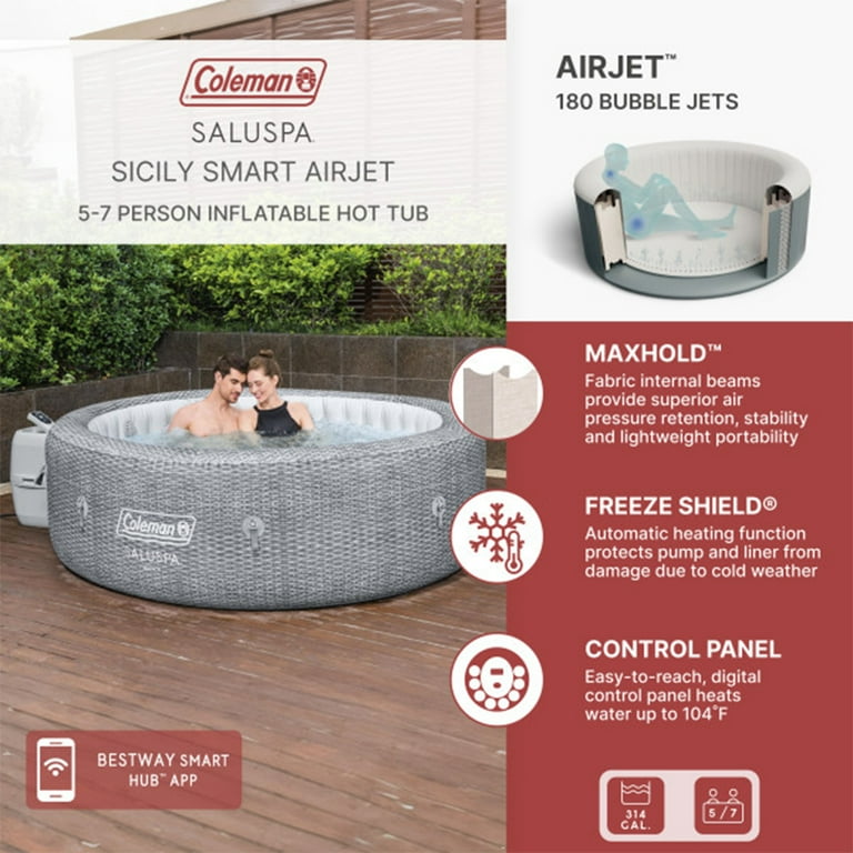 Coleman Sicily SaluSpa Inflatable Spa Jacuzzi for 2-7 People Coleman Sicily SaluSpa Inflatable Spa Jacuzzi for 2-7 People