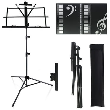 Music Stand Sheet Music Stand Folding Metal Portable Adjustable Stand for Sheet Music with Carrying Bag Music Folder and Clip Design1