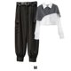thumbnail image 3 of Minnieouse Camisa de piezas para mujer, pantalones, conjunto de patrón de empalme, camisa chal, Retro, informal, ligero, portátil, ropa para conjuntos de ropa Blanco Gris Negro 1 Minnieouse AP013495-13, 3 of 6