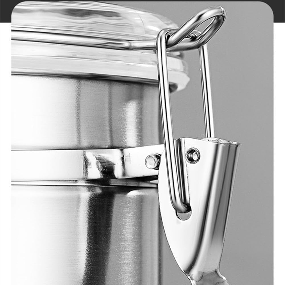 Jioakfa Set Of 4 Stainless Steel Canisters, Airtight Food Storage Canister Set With Clear Lid Kitchen Containers Sets For Coffee Bean, Cereal, Sugar, Flour, Tea, Candy, Cookie, Spice A