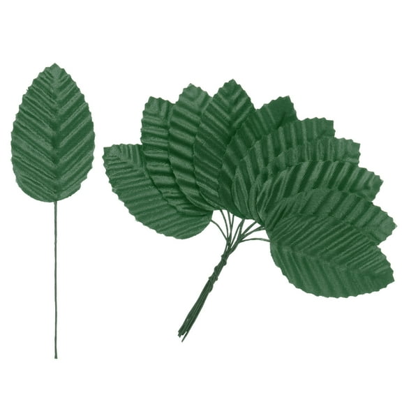 Uxcell 120Pcs Artificial Silk Leaf, Faux Wire Single Leaves, Fake Flower Green