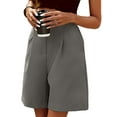 thumbnail image 5 of SLADYGLO Women Zipped Button Pleated Side Pockets Wide Leg Rolled Hem Cropped Pants, 5 of 7