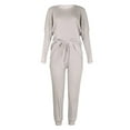 thumbnail image 4 of Innerwin Loungwear Elastic Waist Ladies Nightwear Sleep Drawstring With Pockets Sleepwear Gray L, 4 of 6
