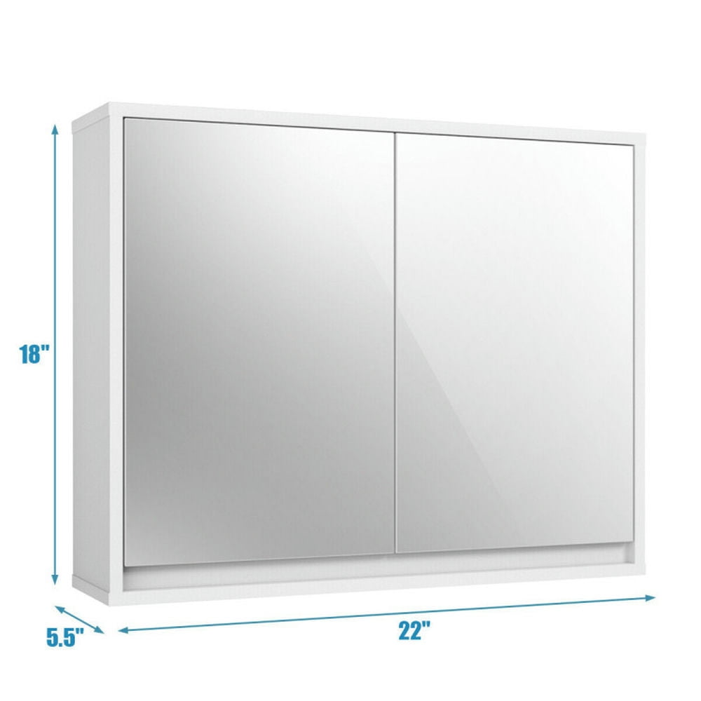 Finihen Bathroom Wall Cabinet, Wall Mounted Bathroom Mirror Cabinet, 2-Door Wall-Mounted Bathroom Mirrored Medicine Cabinet, for Bathroom, White Finihen Bathroom Wall Cabinet, Wall Mounted Bathroom Mirror Cabinet, 2-Door Wall-Mounted Bathroom Mirrored Medicine Cabinet, for Bathroom, White