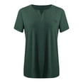 thumbnail image 5 of Patlollav Summer Plus Size Tops For Women,Ladies Split V Neck Henley Shirts Loose Fit Solid Short Sleeve Blouses Cozy Work Tee Shirts, 5 of 6
