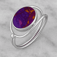 thumbnail image 2 of Sterling Silver Ring For Women Natural Purple Copper Turquoise Ring Sterling Silver Boho Ring Bezel Set Gemstone Ring, 2 of 6