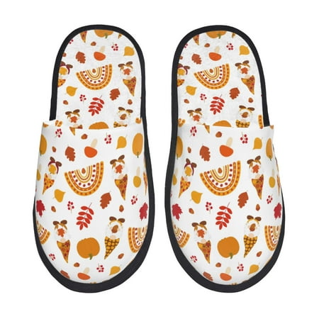 

Adobk Fall Gnomes Harvest Print Slippers Indoor Outdoor Retro Slippers House Soft Fluffy Slides Cushion Furry Slippers-Large