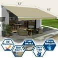thumbnail image 6 of SUNNYOUTDOOR 12x10 FT Patio Awning Retractable Outdoor Sun Shade Manual Patio Deck Awning Heavy Duty Awning (Beige), 6 of 6