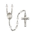 thumbnail image 1 of Our Lady of Tears Silver-Plated Rosary 6mm April Crystal Fire Polished Beads Crucifix Size 1 3/8 x 3/4 medal charm, 1 of 1