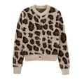 thumbnail image 3 of Women'S Leopard Sweaters Long Sleeve Open Front Cheetah Print Top Button Up Crew Neck Sweaters Leopard Print 1 L, 3 of 9