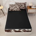thumbnail image 4 of Manfei Retro Cow Print Zipper Twin Comforter Sets with Fitted Sheet and 2 Pillowcases,Minimalist Animal Pattern Zipper Bedding Set,Beige Cream Brown,Reversible, 4 of 7