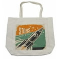 thumbnail image 1 of Vintage Shopping Bag, Stars Cant Wait Retro Advertisement with Rocket Launch Your Business Image, Eco-Friendly Reusable Bag for Groceries Beach and More, 15.5" X 14.5", Cream, by Ambesonne, 1 of 2