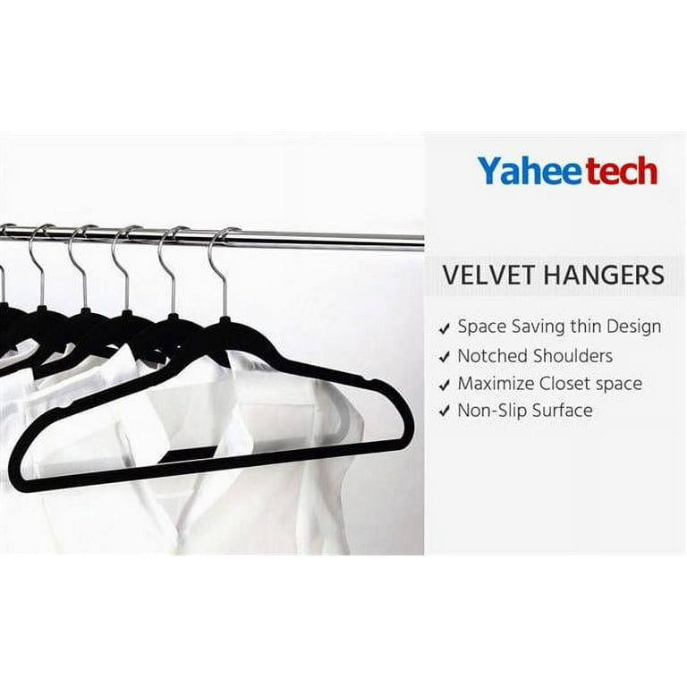 Yaheetech Non Slip Velvet Clothing Hangers, 100 Pack, Black