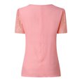 thumbnail image 5 of Ichuanyi Womens Tops, Large Size Women Lace Solid Splicing Short Sleeve Slim Blouse V-Neck Tops Shirt, 5 of 7