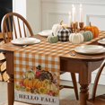 thumbnail image 4 of Fall Table Runner Thanksgiving Pumpkin Turkey Table Runners Sunflower Orange Plaid Hello Fall Cotton Linen Dresser Scarf Kitchen Dining Table Decor for Fall Holiday Party Decor 13x90 Inch, 4 of 9
