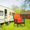 thumbnail image 2 of Ktaxon Outdoor Wicker Rocking Chair for Patio, Porch Weather-Resistant , Brown Wicker with Cushions - Orange, 2 of 11