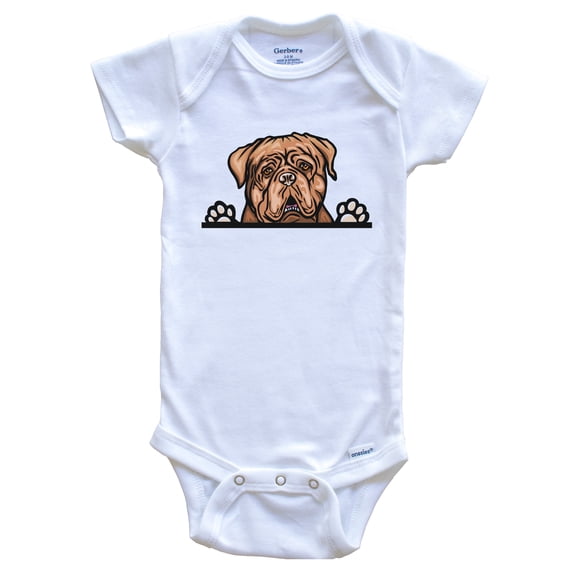 Dogue de Bordeaux Dog Breed Cute Baby Bodysuit, 0-3 months white