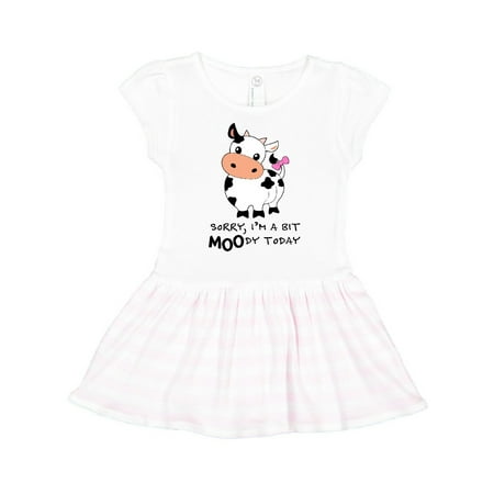 

Inktastic Sorry I m a bit MOOdy today cute cow pun Gift Toddler Girl Dress