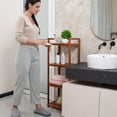 thumbnail image 2 of Teak Wood Bathroom Shelf Organizer Stand, Standing Shelves Shower Caddy Units, Freestanding 4 Tier Bath Storage for Floor, Kitchen, Office, 2 of 9