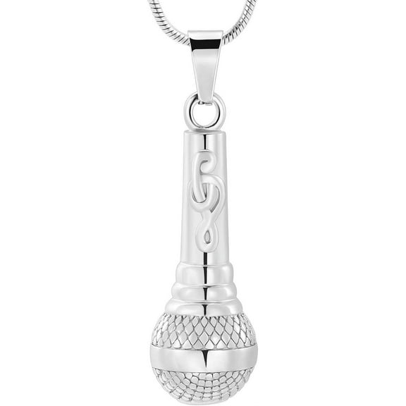Cremation Jewelry Microphone Urn Pendant Necklace with Note Stainless Steel Headphone Keepsake Memorial Ash Jewelry