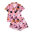 thumbnail image 2 of Purple Women'S Halloween Pajamas Satin Short Sleeve Pjs Two Piece Sleepwear Casual Lounge Sets With Pockets XL, 2 of 3