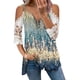 thumbnail image 1 of Elegante mujer casual cremallera cuello impresión blusa encaje manga corta camiseta verano Tops OAVQHLG3B Store  lin121212, 1 of 4