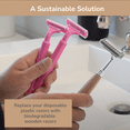 thumbnail image 2 of EcoLuxe Rasoir de Rasage à Manche en Bois / Réutilisable avec Lames Doubles Remplaçables / Rasoir Manuel Biodégradable pour Femmes et Hommes I Cadre en Acier Inoxydable Robuste I Sans Plastique, 2 of 5