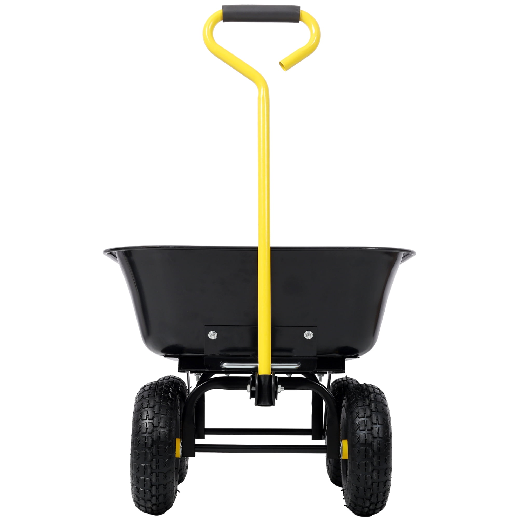 Leumius Metal Dumping Cart,Utility Garden Cart Yard Cart with Metal Srame,600lb,10 Inch Tires,for Lawn, Gardening,Black