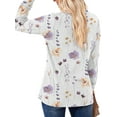 thumbnail image 3 of DYMADE Women's Fashion Casual Printed Button V Neck Long Sleeve Tops, 3 of 4