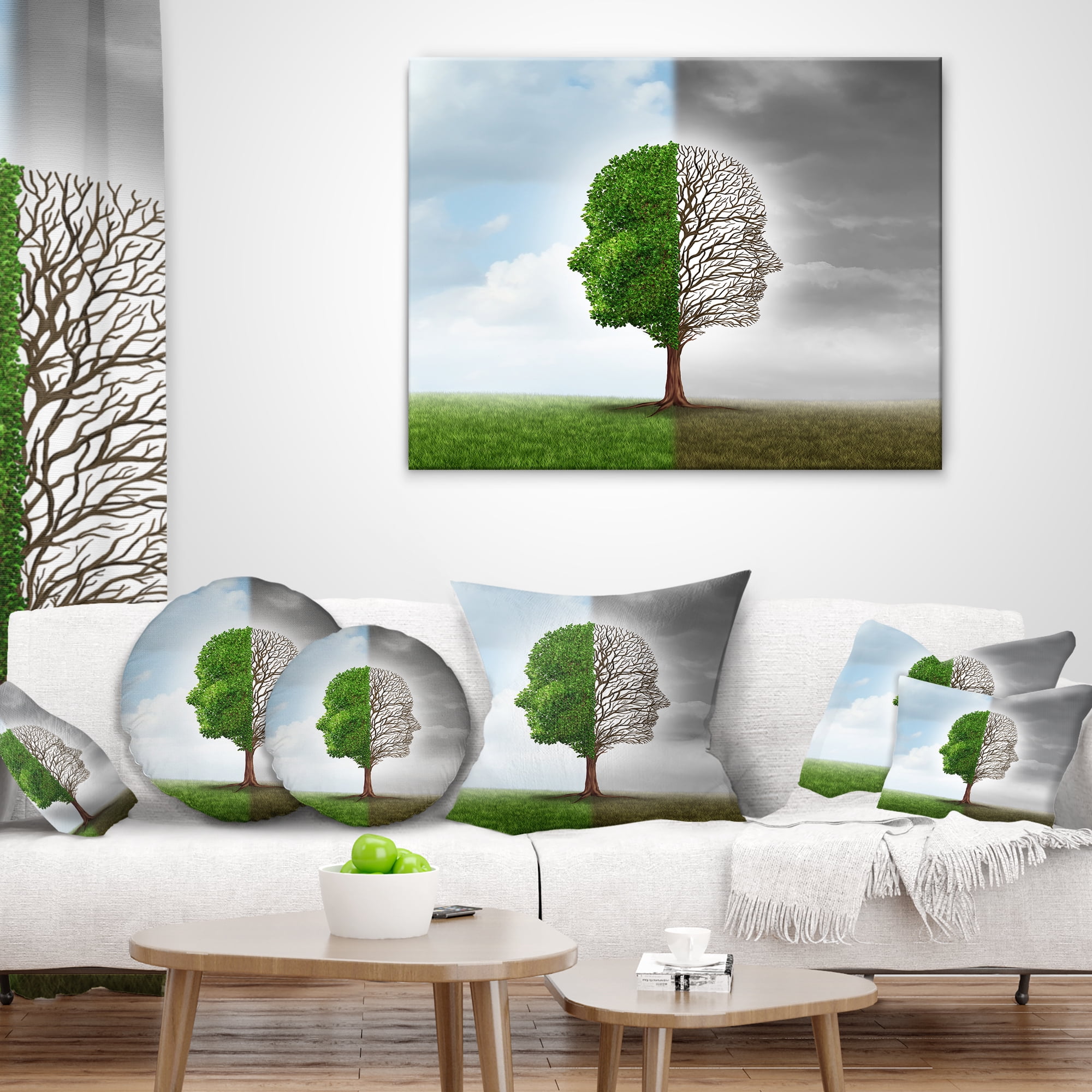 Designart Human Emotion - Contemporary Throw Pillow - 12x20