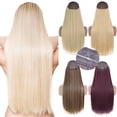 thumbnail image 2 of Extensiones de cabello sintético sin clip AZQUEEN, negro, rubio, largo, liso, con alambre de pescado secreto, postizo resistente al calor para mujer, 2 of 5