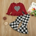 thumbnail image 5 of Baby Long Sleeves + Long Flared Pants, Ruffle Decoration Peach Heart Pattern Spring Clothing, 5 of 5