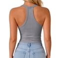 thumbnail image 7 of Sillenn Halter V Neck Tank Tops with Built-In Shelf Bra for Women Sleeveless Slim Fitted Basic Cami Shirts Cute Halter Tops Going Out Sleeveless Camisole Top Dressy Casual Bralette Tops Light Ashy M, 7 of 7