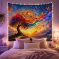 thumbnail image 2 of Fantasy Butterfly Sunset Over Purple Mountains with Glowing Tree, Dreamy Surreal for Nature Lovers, Whimsical Tree Wall Art, Housewarming Gift, Tapestry Wall Hanging for Living Room and Bedroom, 2 of 7