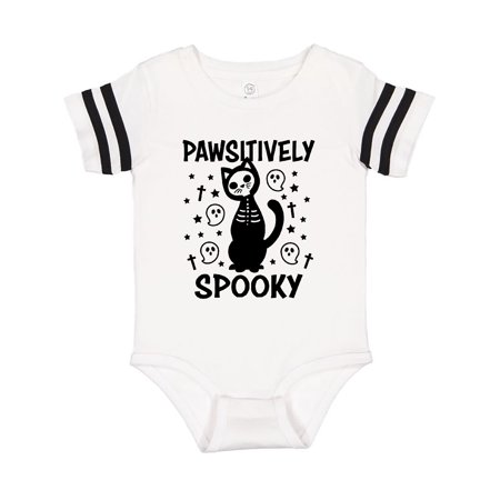 

Inktastic Pawsitively Spooky Skeleton Cat with Ghosts and Crosses Gift Baby Boy or Baby Girl Bodysuit