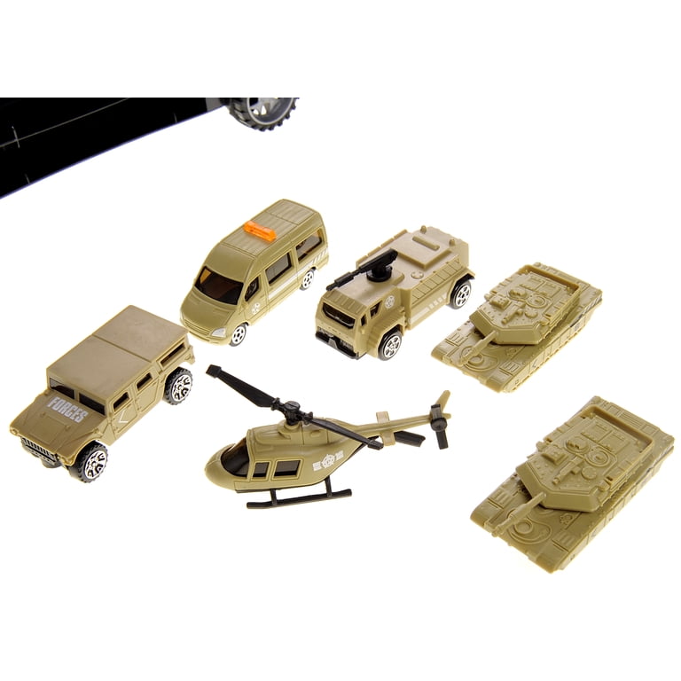 Mega Militia Military Transport Car Carrier With 6 Army Cars