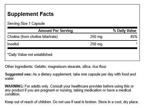 Swanson Choline and Inositol 250 Capsules