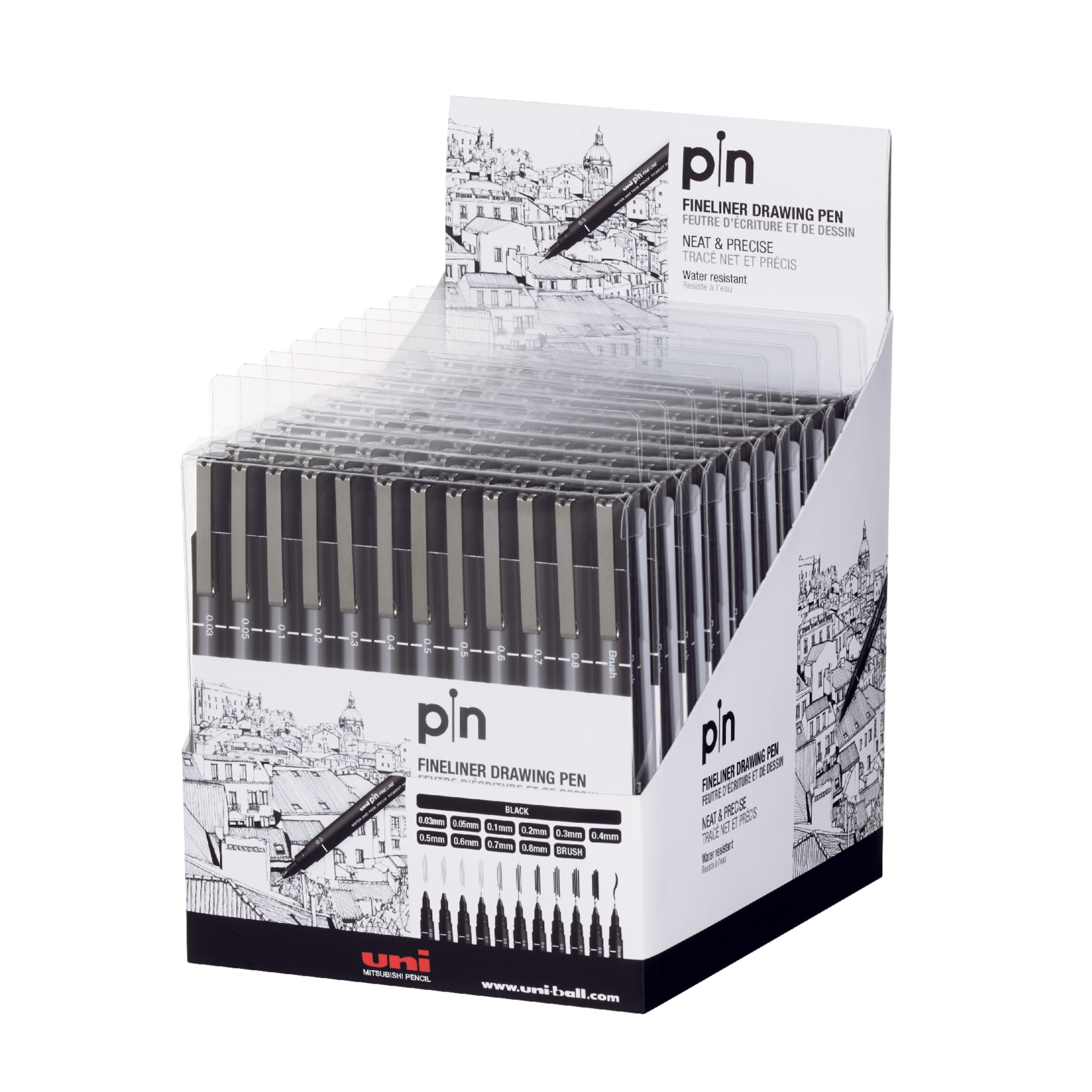 Lot De Stylos Uni PIN Pour Manga – 3 Fineliners + 5 Pinceaux + 1 Porte-mine, Encre Waterproof