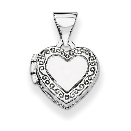 Picture Charm Pendant - 14k White Gold Heart Shaped Scrolled Photo Pendant Charm Locket Chain Necklace That Holds Pictures Gifts For Women For Her