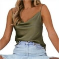 thumbnail image 2 of Brilliant Tank Tops for Women under $5 3X Tank Tops for Women Plus Size under $5 Summer Pure Color Sling Vest Bottoming Silk Chiffon Shirt Blouse Green S, 2 of 4