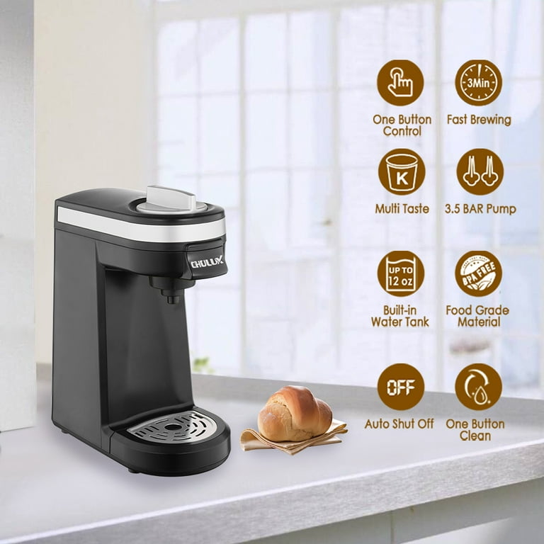 CHULUX Single Serve Coffee Maker KCUP Pod Coffee Brewer, Single Cup Coffee  Machine Mini 3 in 1 for K CUP Ground Coffee Tea Filter, One Cup Coffee Make,Coffee  Maker