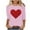 NQR1-Valentine's Day-Pink, variant on VKOYWKM Women's 3/4 Sleeve Tops Valentines Day Shirts Cute Heart Print T-Shirts Loose Fit Holiday Tops Spring T-Shirt Casual Crew Neck Romantic Valentine T-Shirts