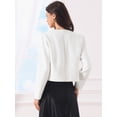 thumbnail image 5 of DARING DIVA Women's Tweed Long Sleeve Collarless Open Front Blazer XS White, 5 of 7