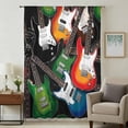 thumbnail image 2 of Guitar Semi Sheer Curtains Drapes for Living Room, Bedroom, French Doors Window 84 Inches Long, Cartoon Modern Colorful Guitars Rod Pocket Chiffon Curtain Drapery Voile Draperies Panel, 2 of 8