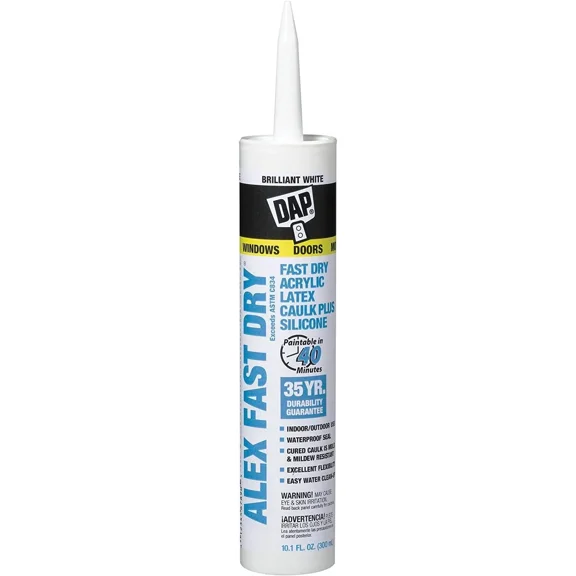 VAULT- Dap Inc 18425 10.1 Oz. Alex Fast Dry Acrylic Latex Caulk Plus Silicone - White