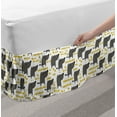 thumbnail image 2 of Dog Bed Skirt, Sketch Style Canine with Abstract Yellow Toned Dots Greyscale Cartoon Pets, Elastic Bedskirt Dust Ruffle Wrap Around for Bedding Decor, 4 Sizes, Grey Marigold White, by Ambesonne, 2 of 2