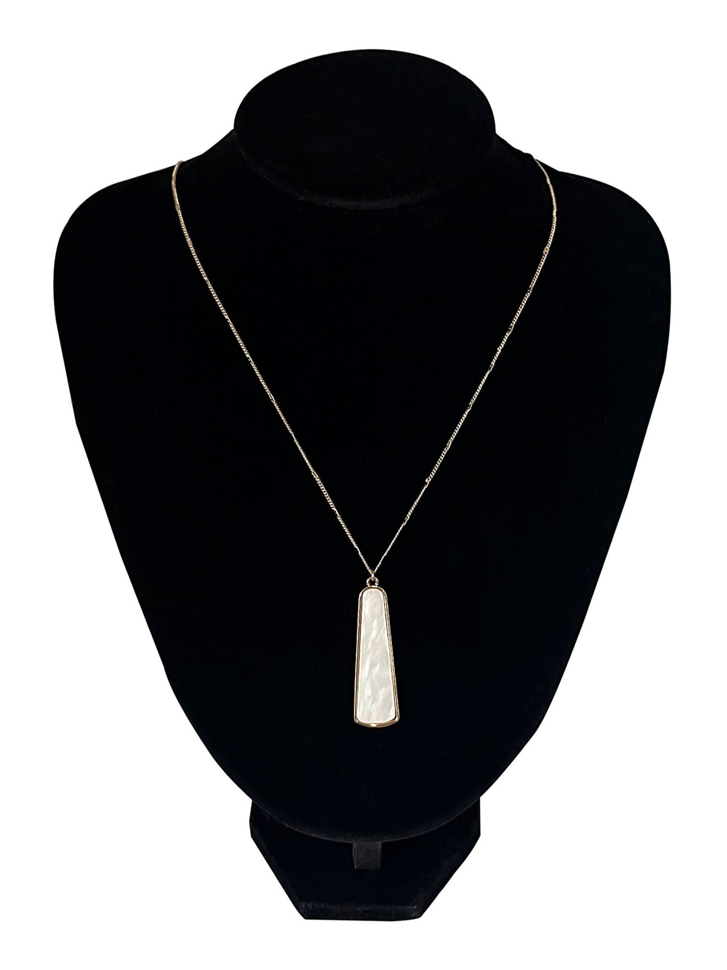 Mother of Pearl Gold Plated Long Pendant Necklace with Lobster Clasp