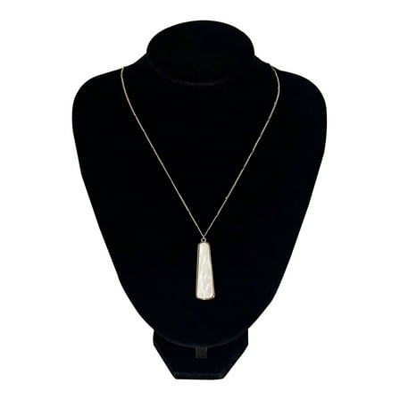 Time and Tru Mother of Pearl Gold Plated Long Pendant Necklace with Lobster Clasp