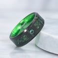 thumbnail image 2 of 8mm Celtic Dragon Tungsten Ring for Men Black Green Wedding Band Rings Size 7-15, 2 of 5